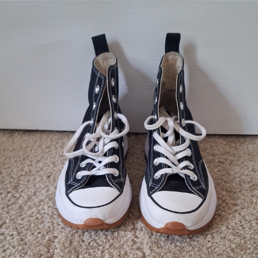 Converse Black and White High-Top Platform Sneakers
